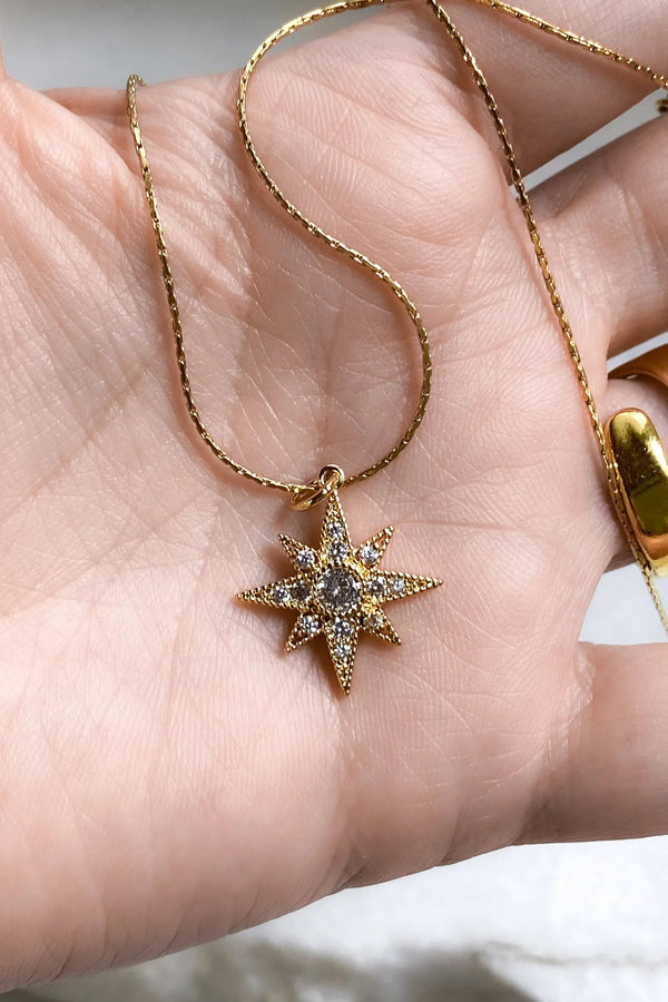 Gold north star necklace, Dainty star necklace, Zircon star Necklace, Thin chain star Necklace, Star charm pendant, Minimalist star Necklace