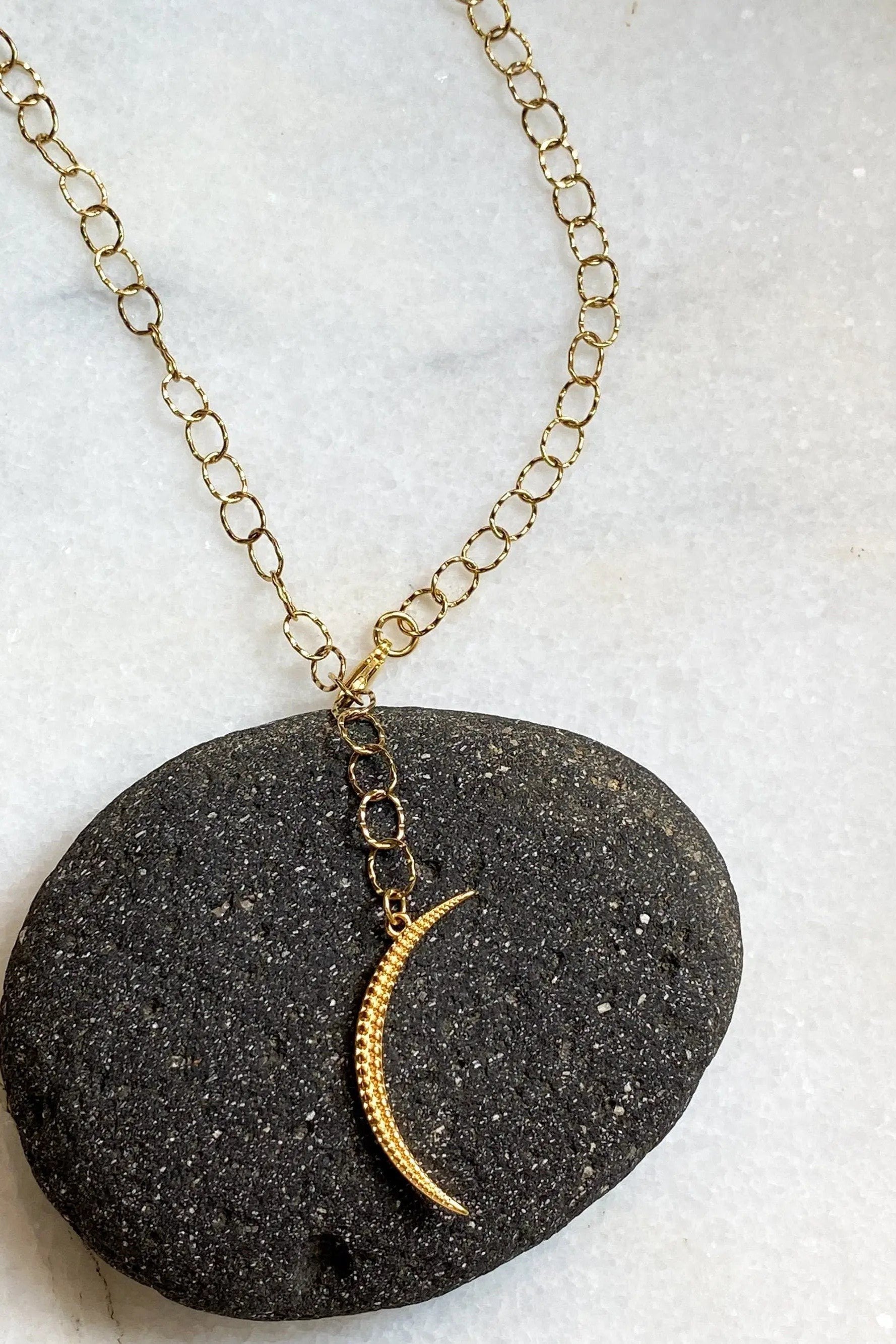 SELENE Statement chain lariat moon necklace