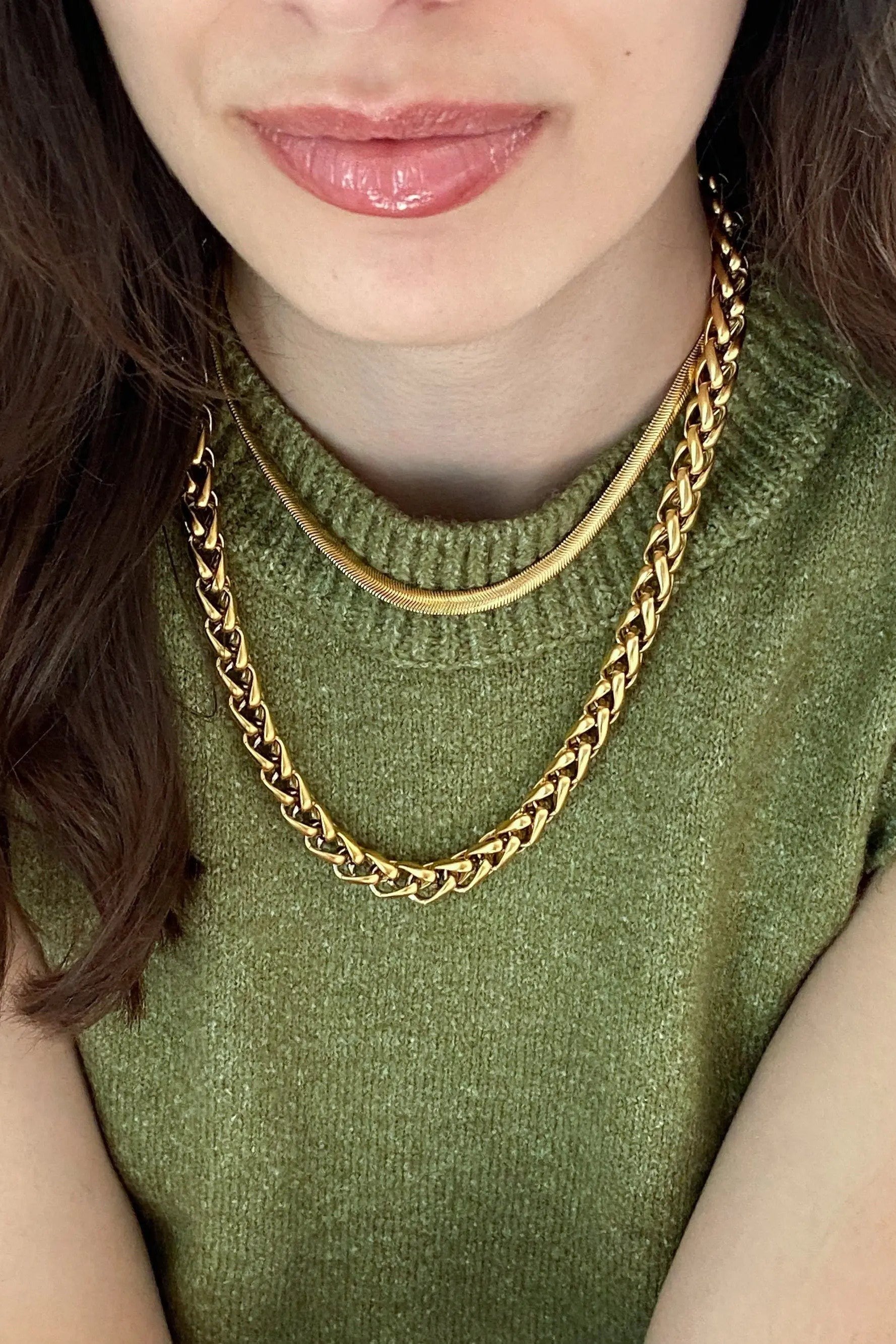 Chain Necklace Gold Chunky Chain Necklace Heavy Steel Necklace Statement Gift for her Necklace Gold Filled