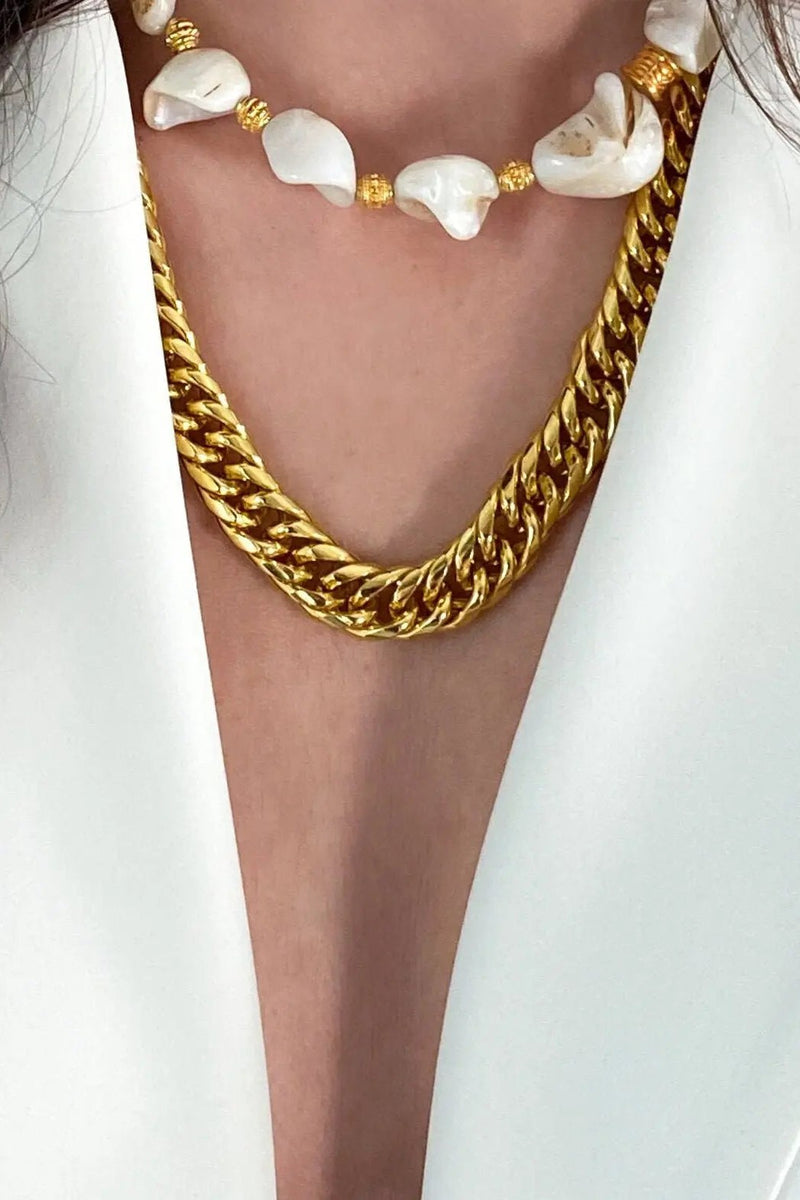 Chunky Chain Necklace Gold Heavy Necklace Thick Chain Statement Necklace Miami Cuban Chain Wife Gift