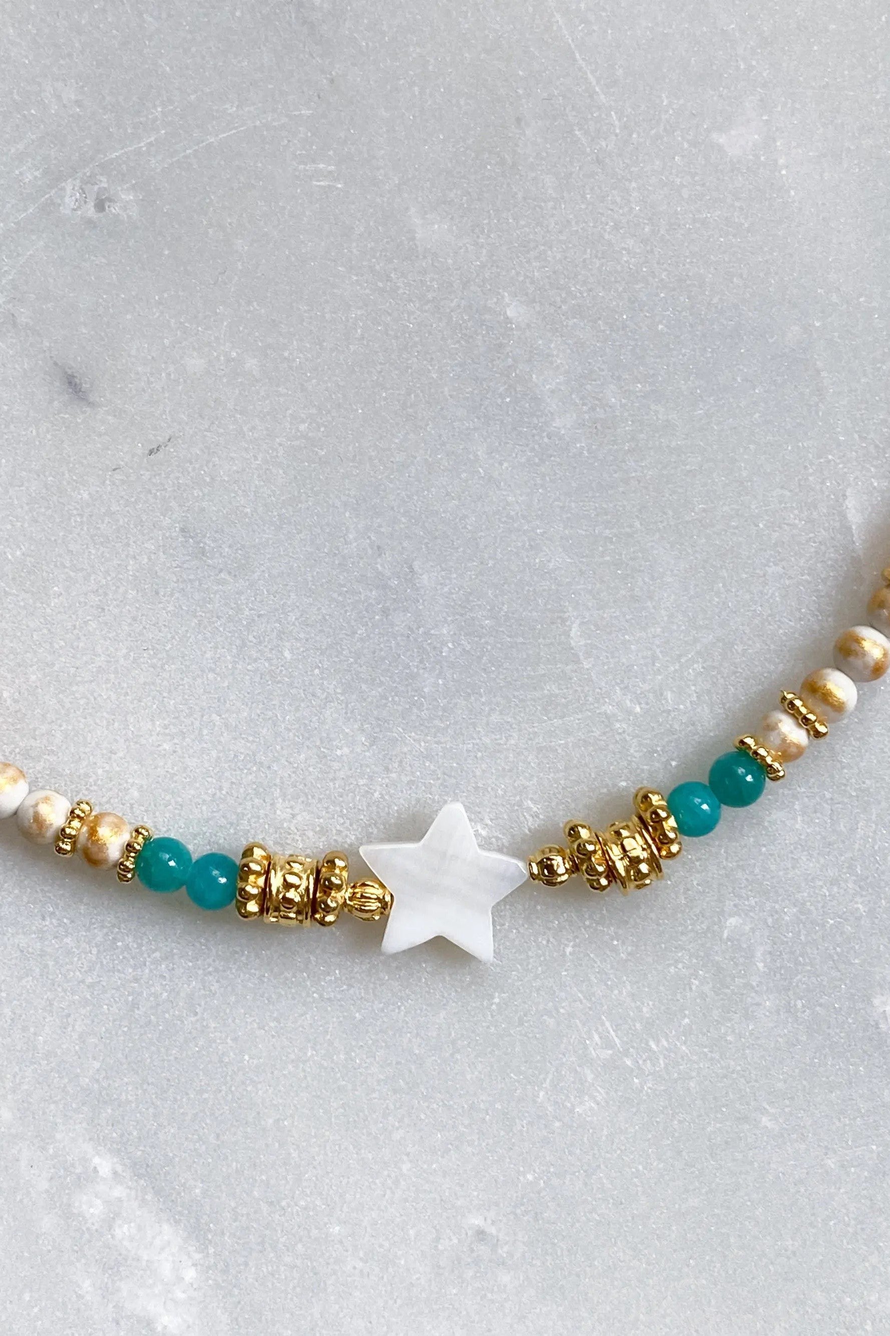 Heishi Necklace Pearl Star Necklace Jade Bead Necklace Statement Boho Necklace Surfer Choker Star Charm Necklace Gift for Her