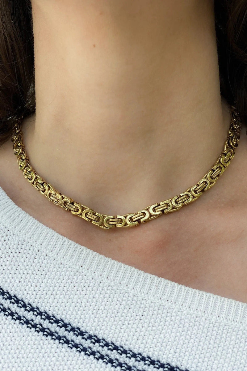 Byzantine Chain Gold Chunky Chain Necklace Statement Thick Heavy Necklace Layering Necklace Vintage Style Gift