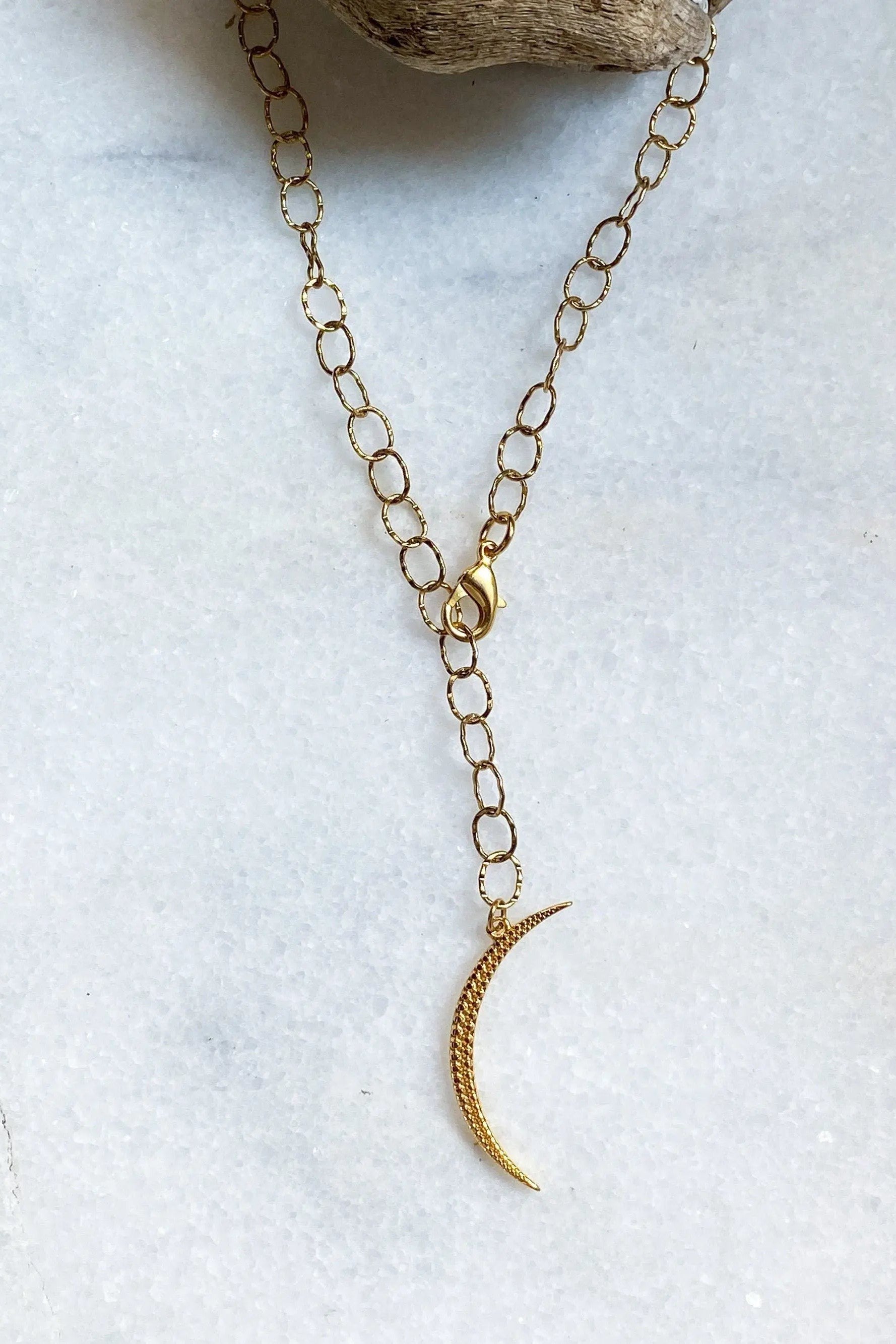 SELENE Statement chain lariat moon necklace