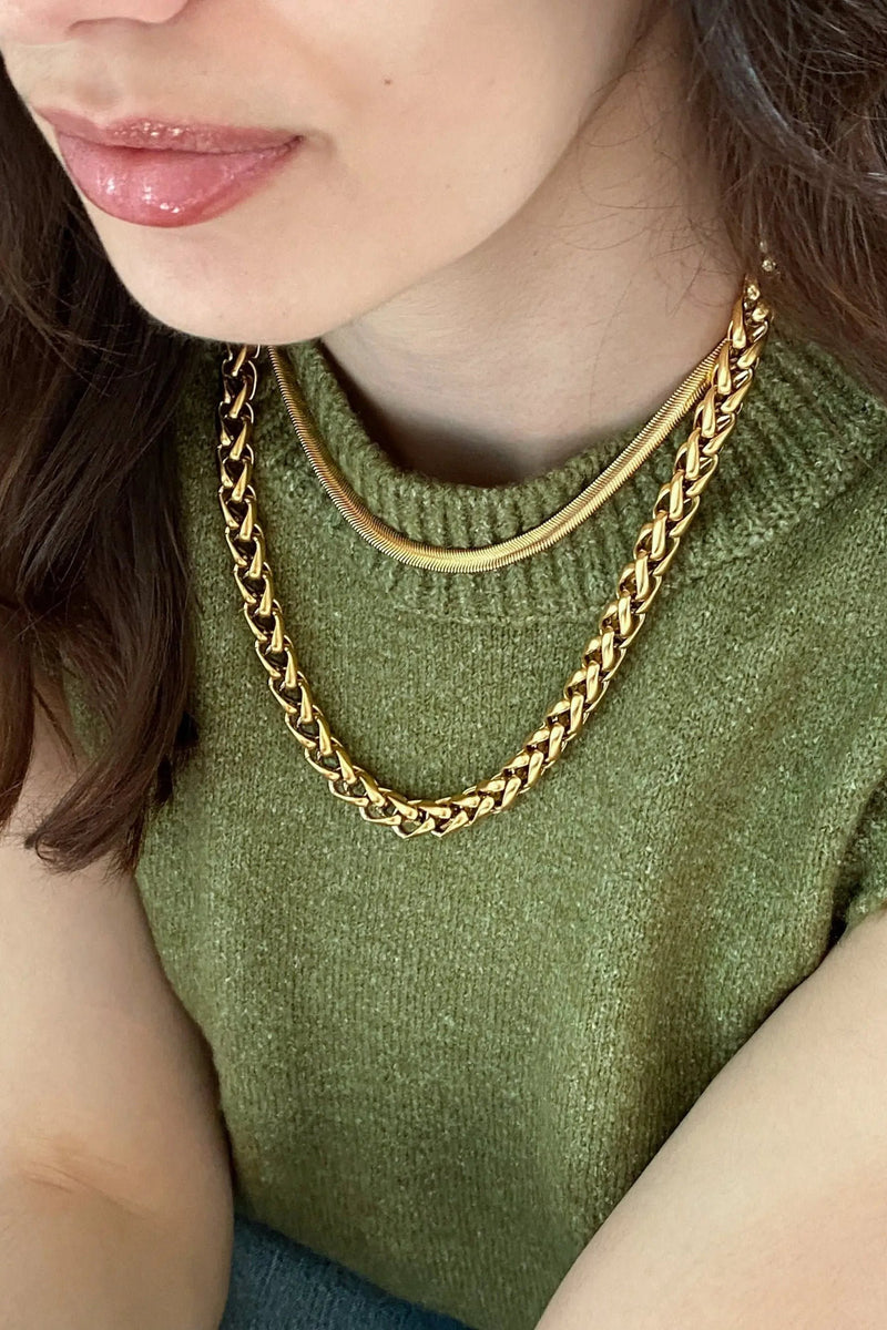Chain Necklace Gold Chunky Chain Necklace Heavy Steel Necklace Statement Gift for her Necklace Gold Filled