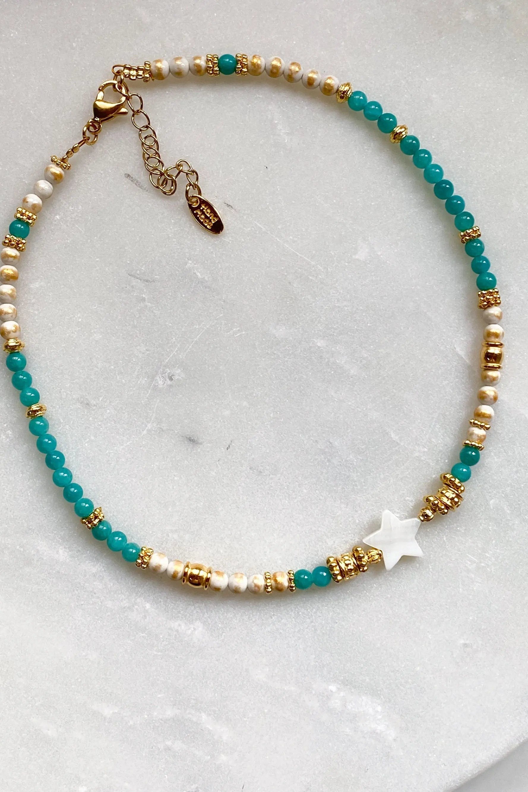 Heishi Necklace Pearl Star Necklace Jade Bead Necklace Statement Boho Necklace Surfer Choker Star Charm Necklace Gift for Her