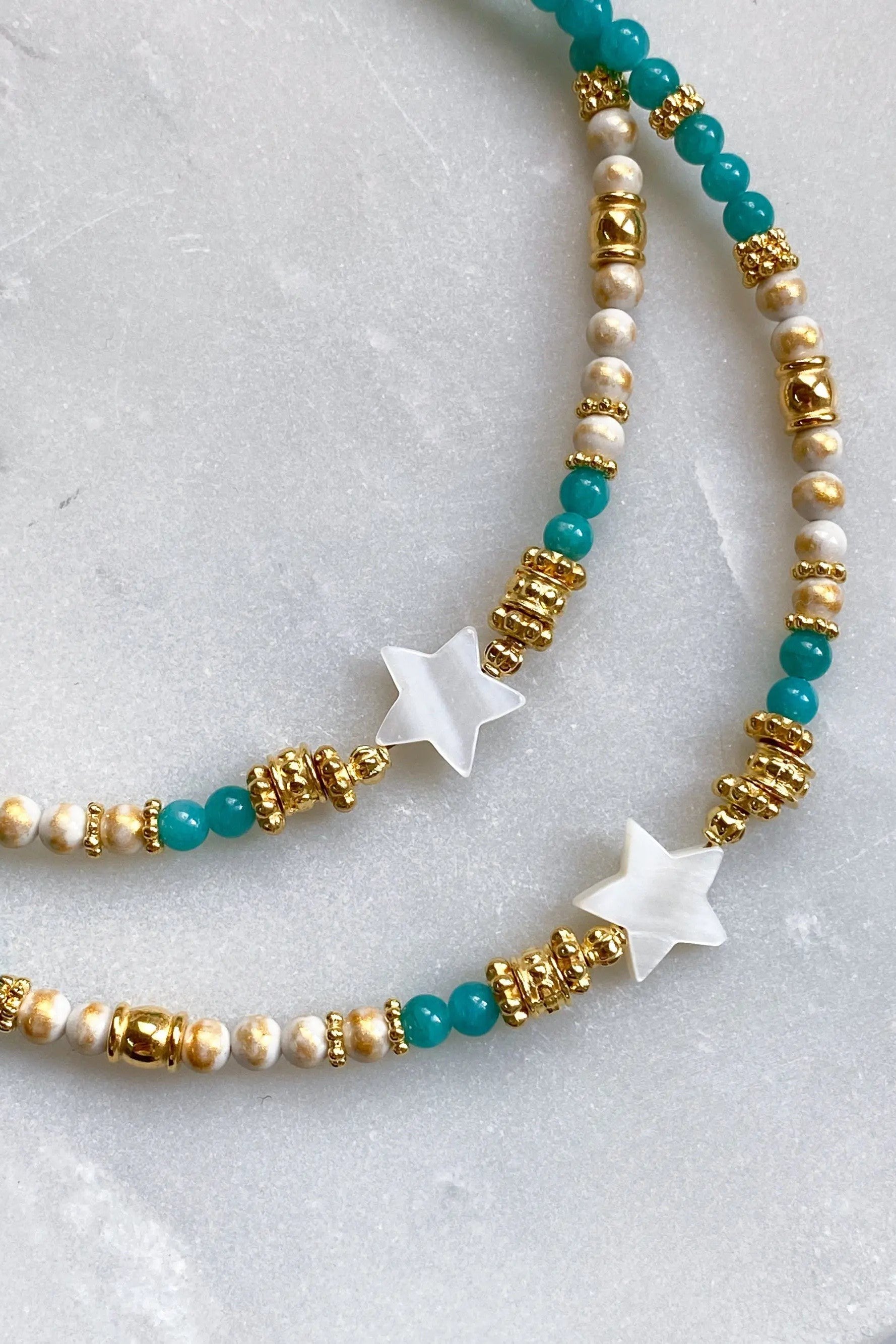 Heishi Necklace Pearl Star Necklace Jade Bead Necklace Statement Boho Necklace Surfer Choker Star Charm Necklace Gift for Her