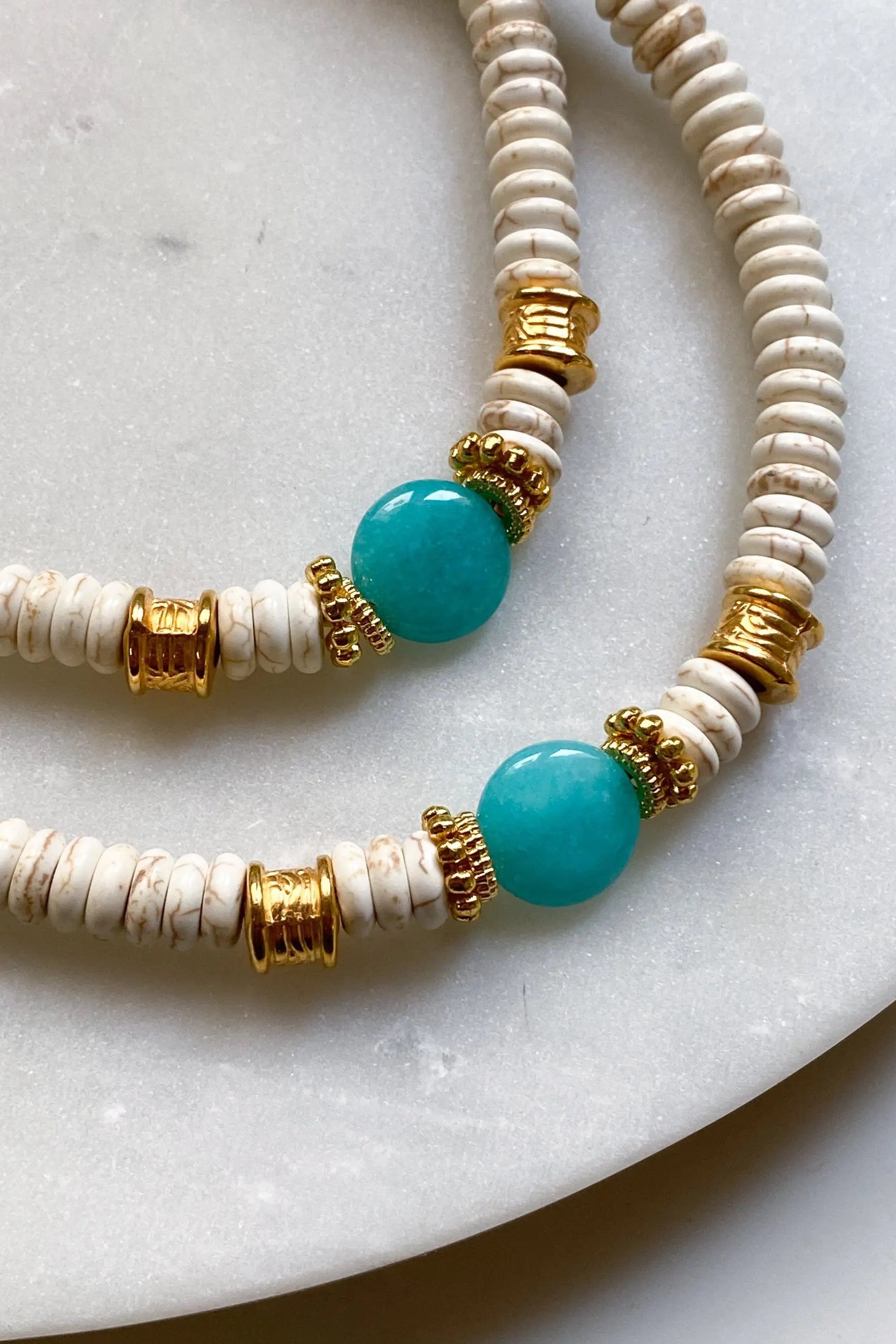 Heishi Necklace Turquoise Jade Necklace Bead Necklace Statement Boho Necklace Surfer Choker Howlite Necklace Gift for Her