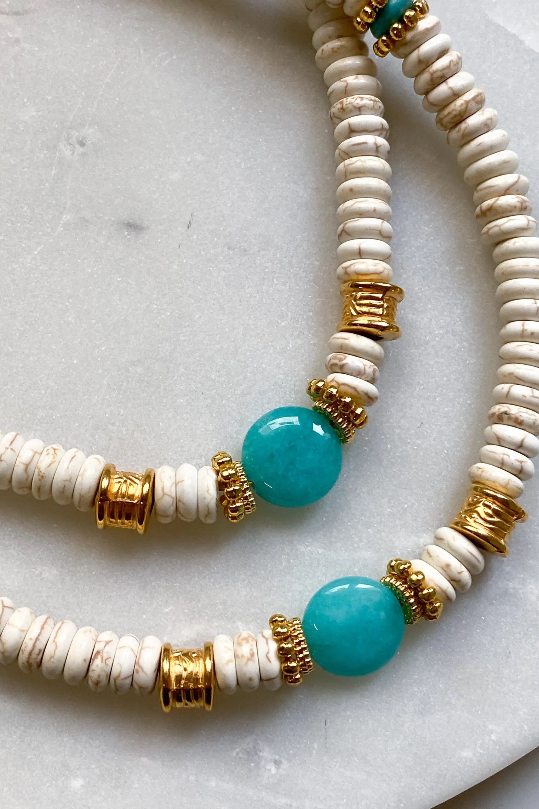 Heishi Necklace Turquoise Jade Necklace Bead Necklace Statement Boho Necklace Surfer Choker Howlite Necklace Gift for Her