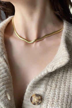 Chain Necklace Gold Snake Round Necklace Flat Gold Filled Dainty Choker Thin Gift for Mum