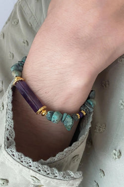 Turquoise & Amethyst Bracelet Heishi Gems Beaded Bracelet Boho Chic Bracelet for Woman Gift for Her, FRIDA