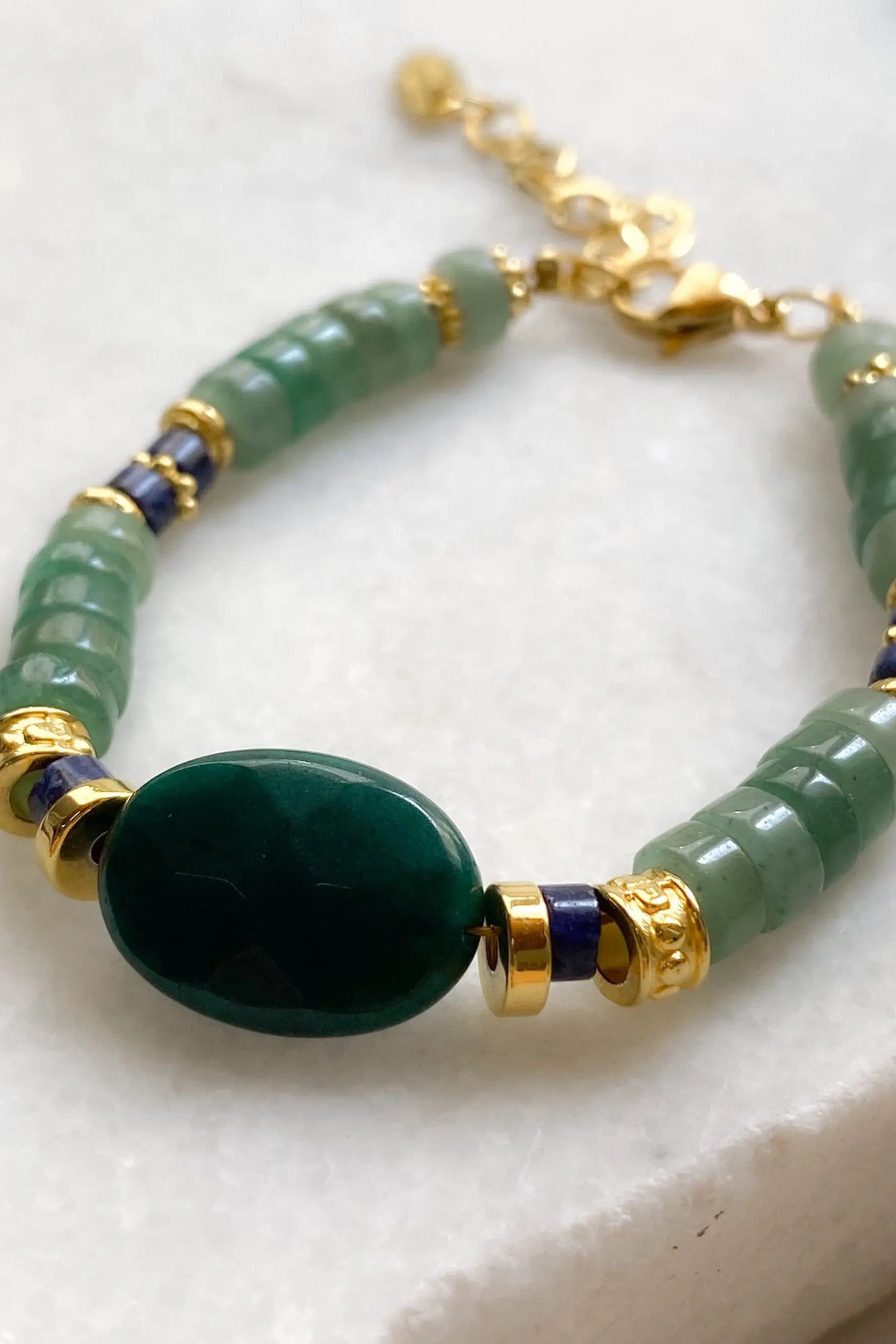 Bracelet Green Aventurine & Jade Bracelet Heishi Gems Beaded Bracelet Boho Chic Bracelet for Woman Gift for Her, EVAN