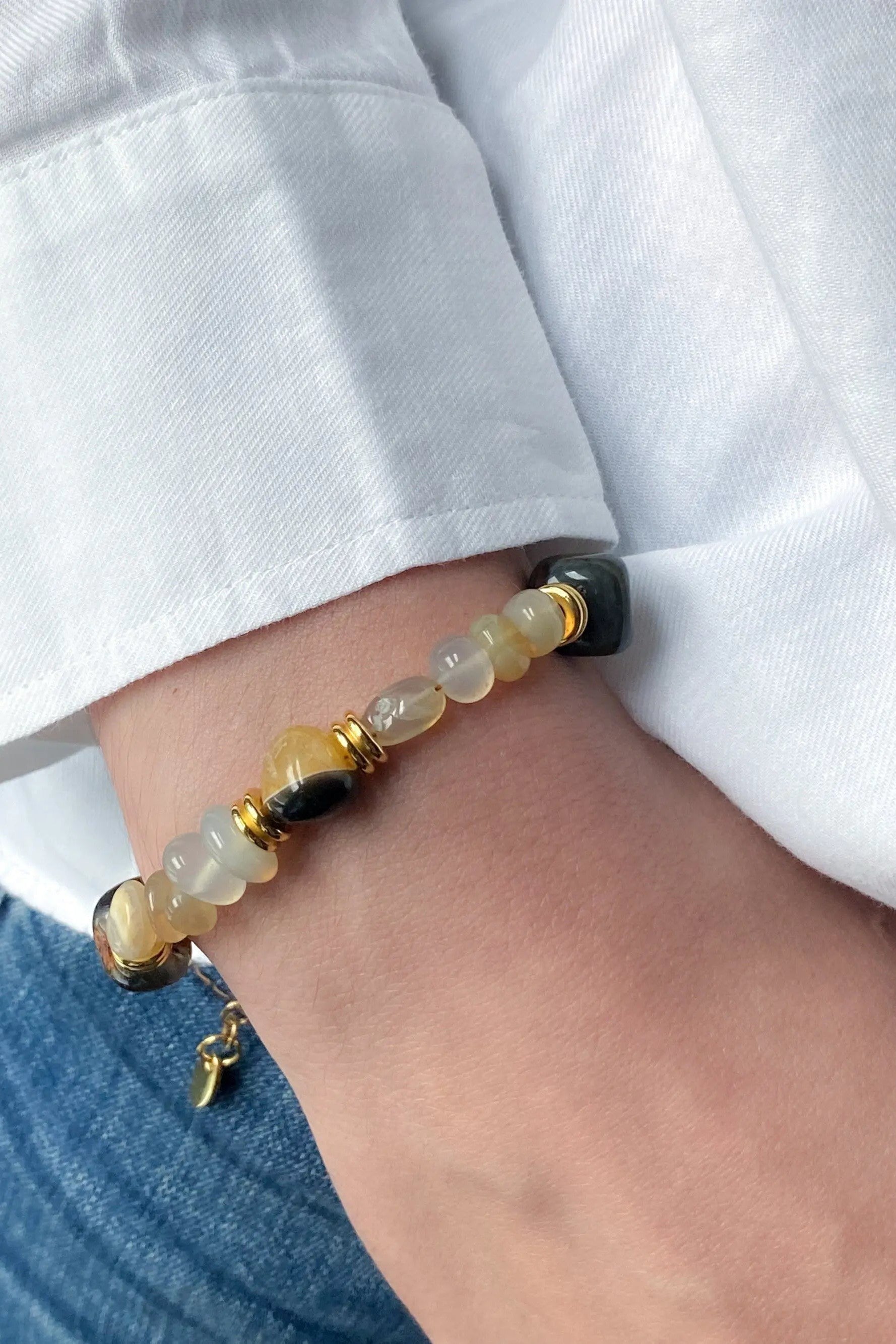 Agate Bracelet Heishi Boho Chic Bracelet for Woman Healing Bracelet Gift for Mum, ABBY