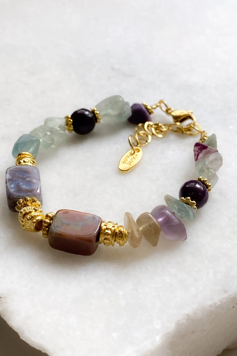 Fluorite Bracelet Serpentine Agate Bracelet Heishi Healing Bracelet Boho Chic Bracelet for Woman Gift for Wife Birthday Gift, GIPSY