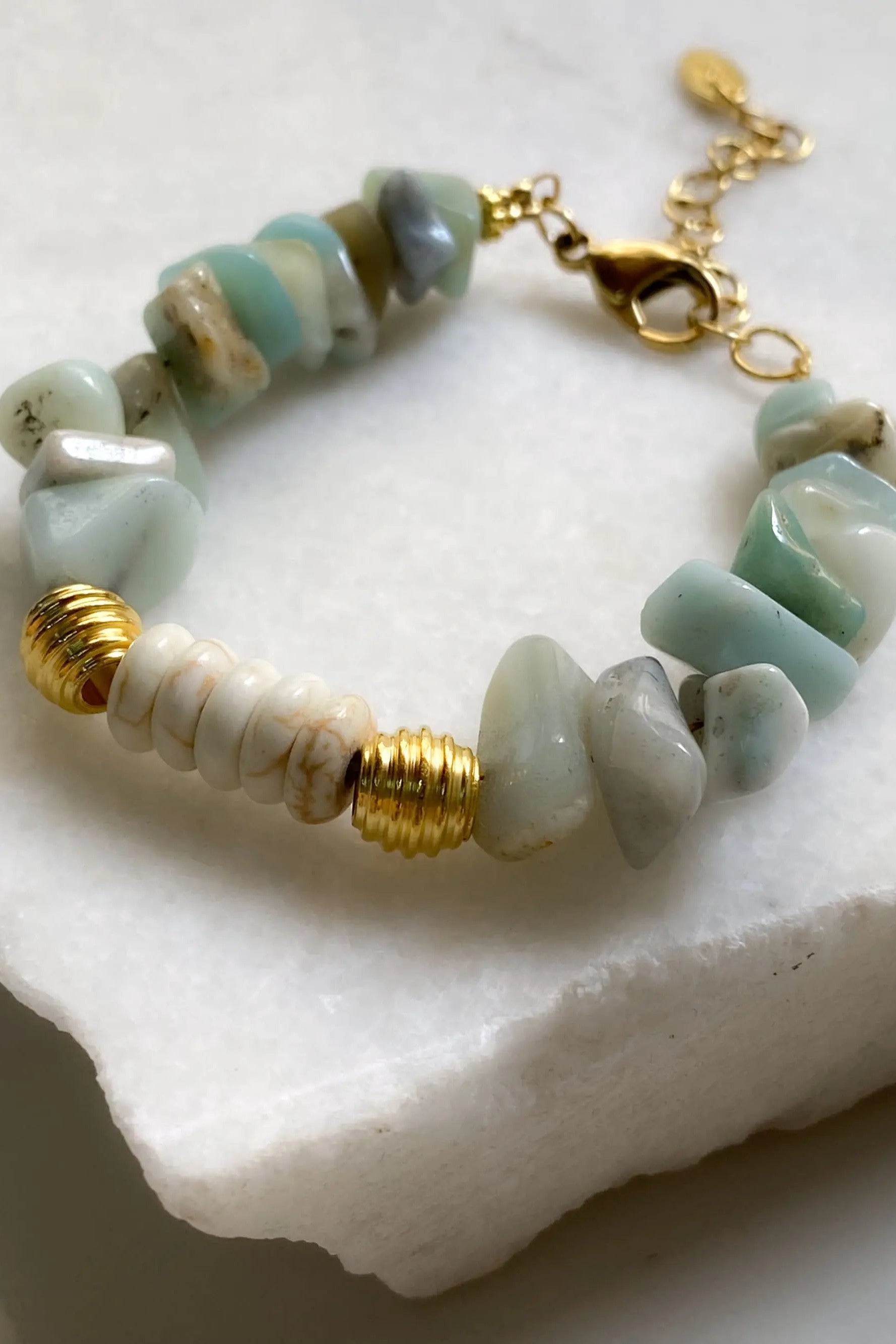 Amazonite Bracelet White Turquoise Bracelet Heishi Healing Bracelet Boho Chic Bracelet for Woman Gift for Wife Birthday Gift, ISHANA