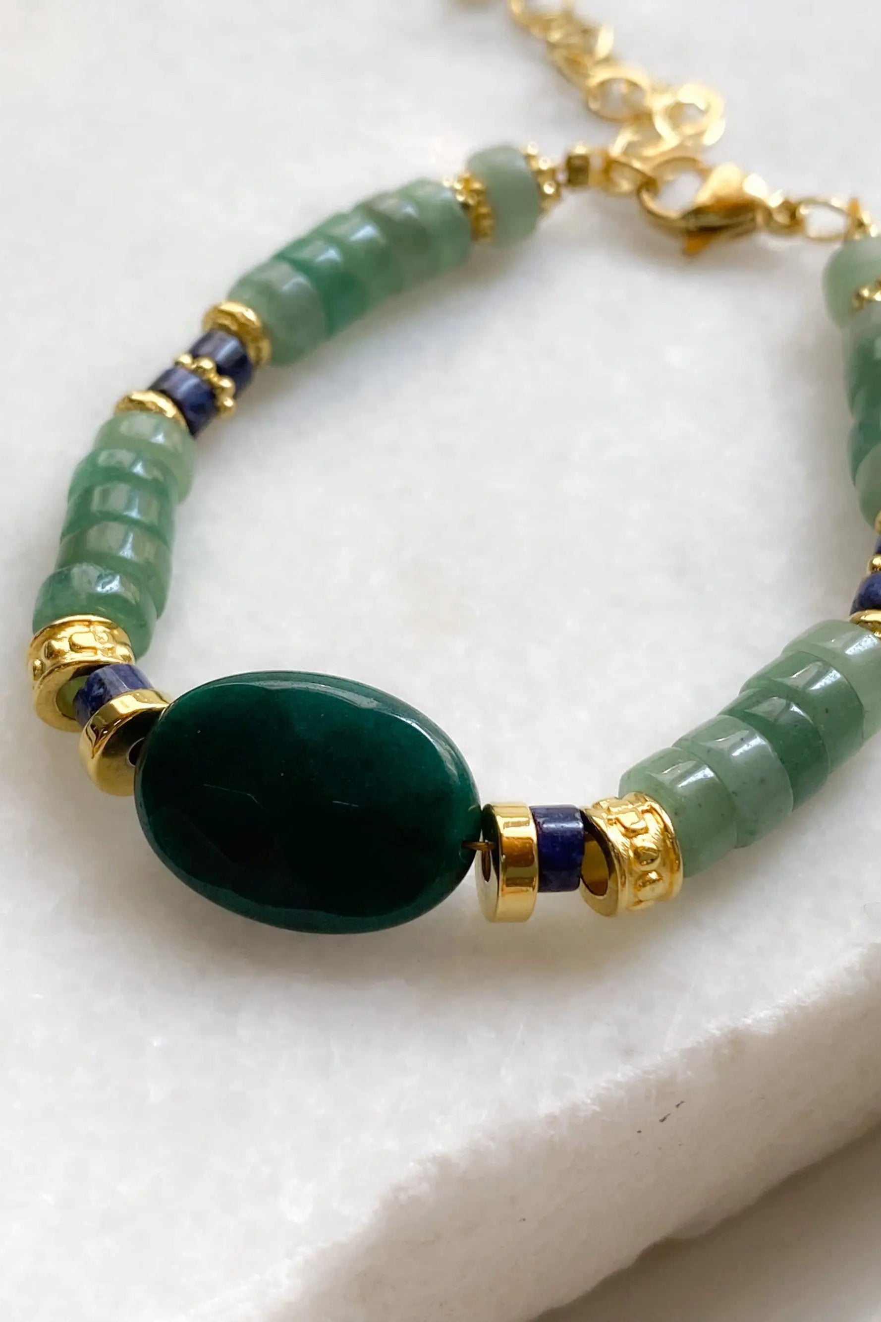 Bracelet Green Aventurine & Jade Bracelet Heishi Gems Beaded Bracelet Boho Chic Bracelet for Woman Gift for Her, EVAN