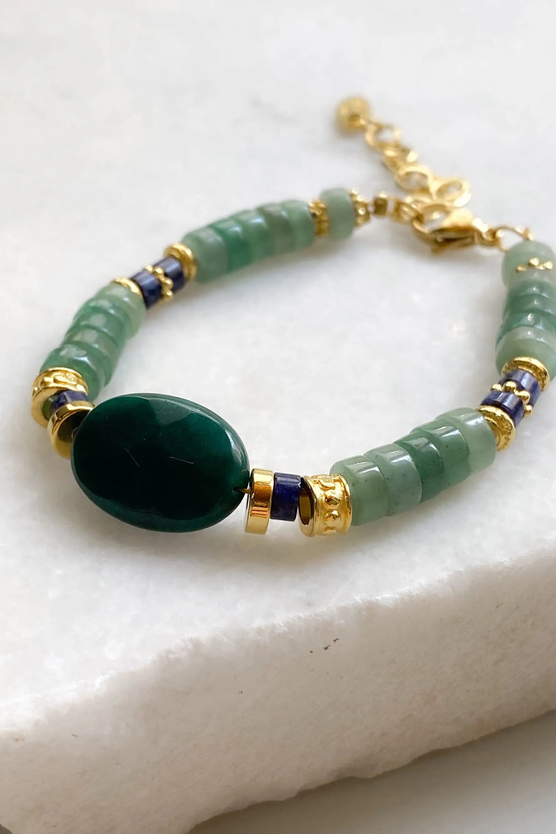 Bracelet Green Aventurine & Jade Bracelet Heishi Gems Beaded Bracelet Boho Chic Bracelet for Woman Gift for Her, EVAN