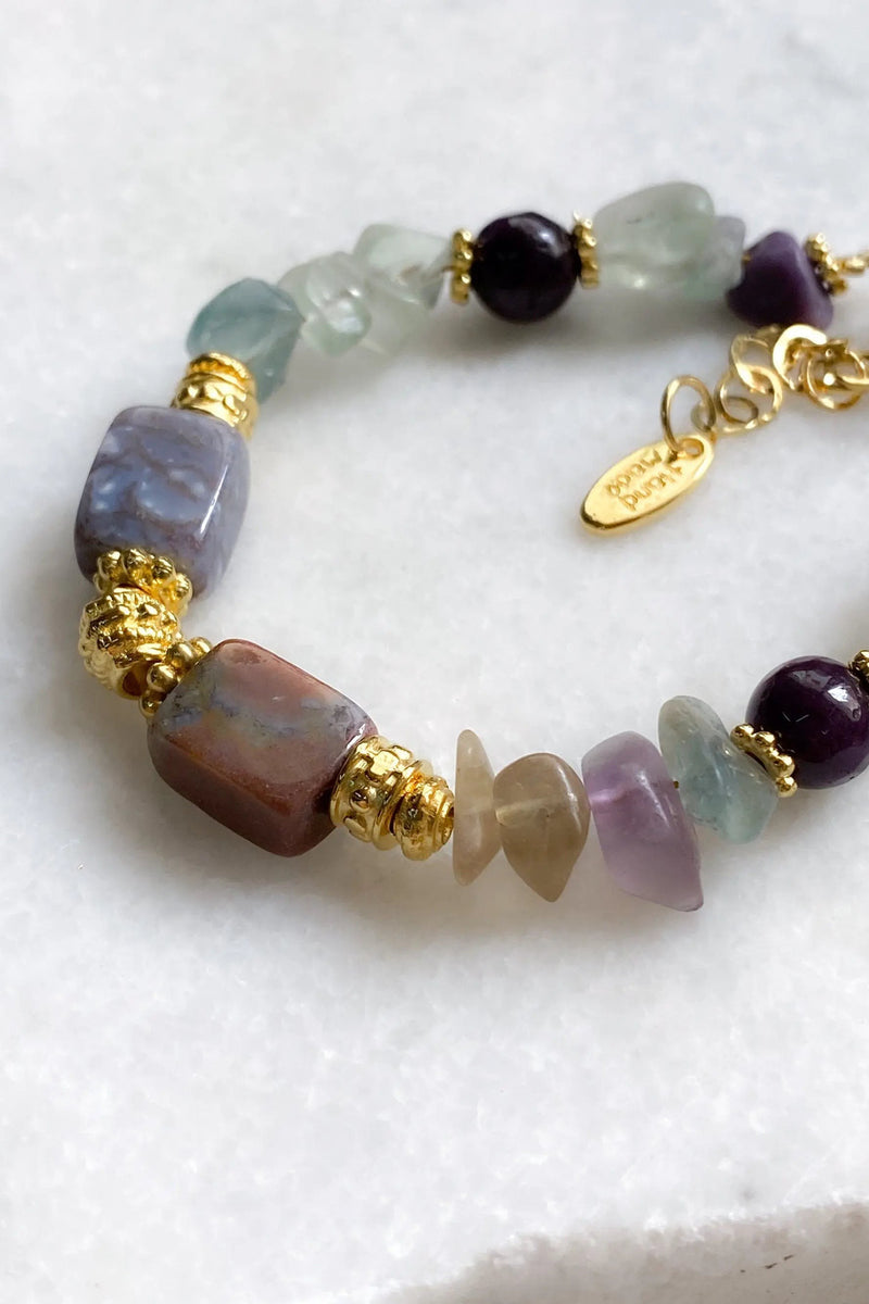 Fluorite Bracelet Serpentine Agate Bracelet Heishi Healing Bracelet Boho Chic Bracelet for Woman Gift for Wife Birthday Gift, GIPSY