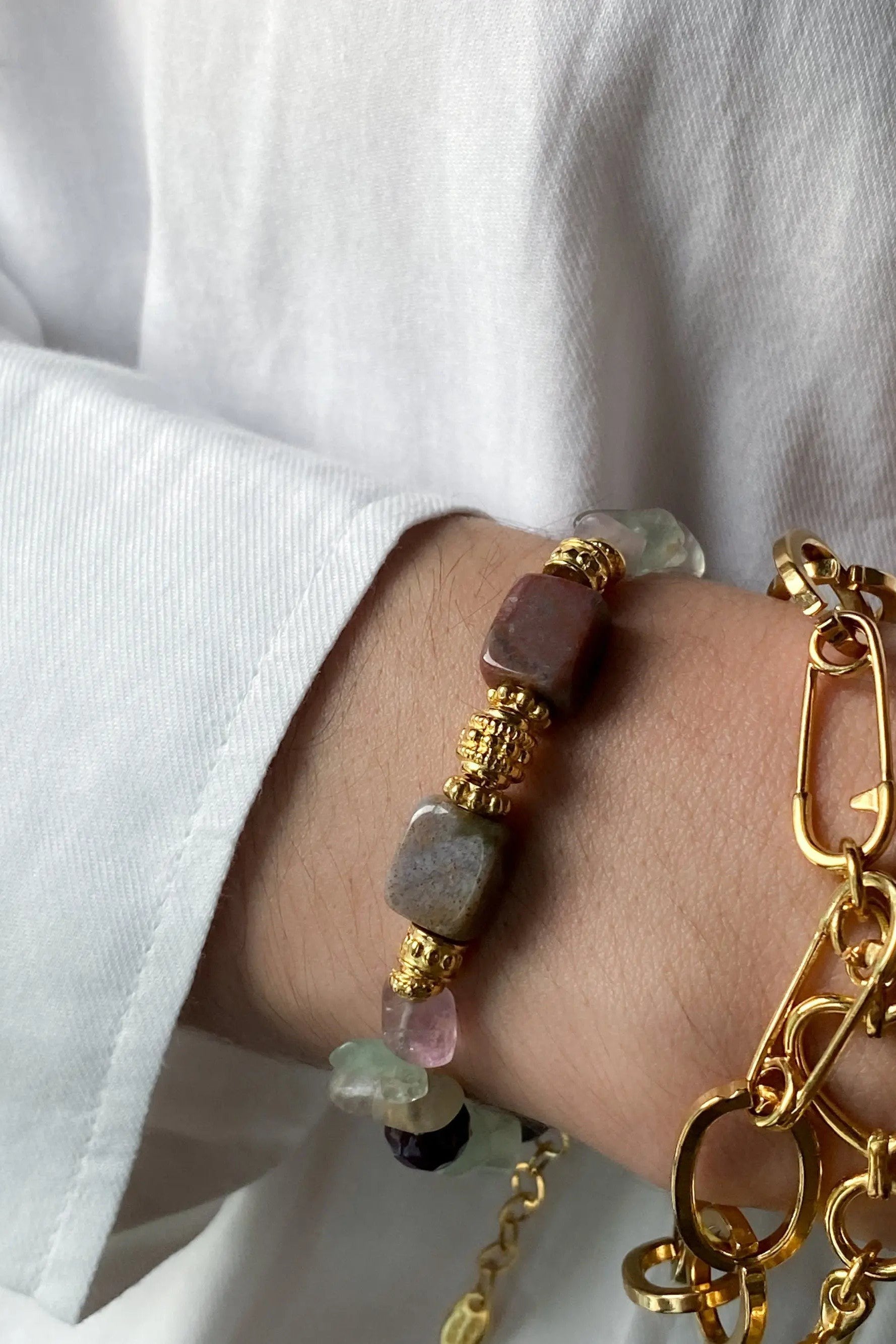 Fluorite Bracelet Serpentine Agate Bracelet Heishi Healing Bracelet Boho Chic Bracelet for Woman Gift for Wife Birthday Gift, GIPSY