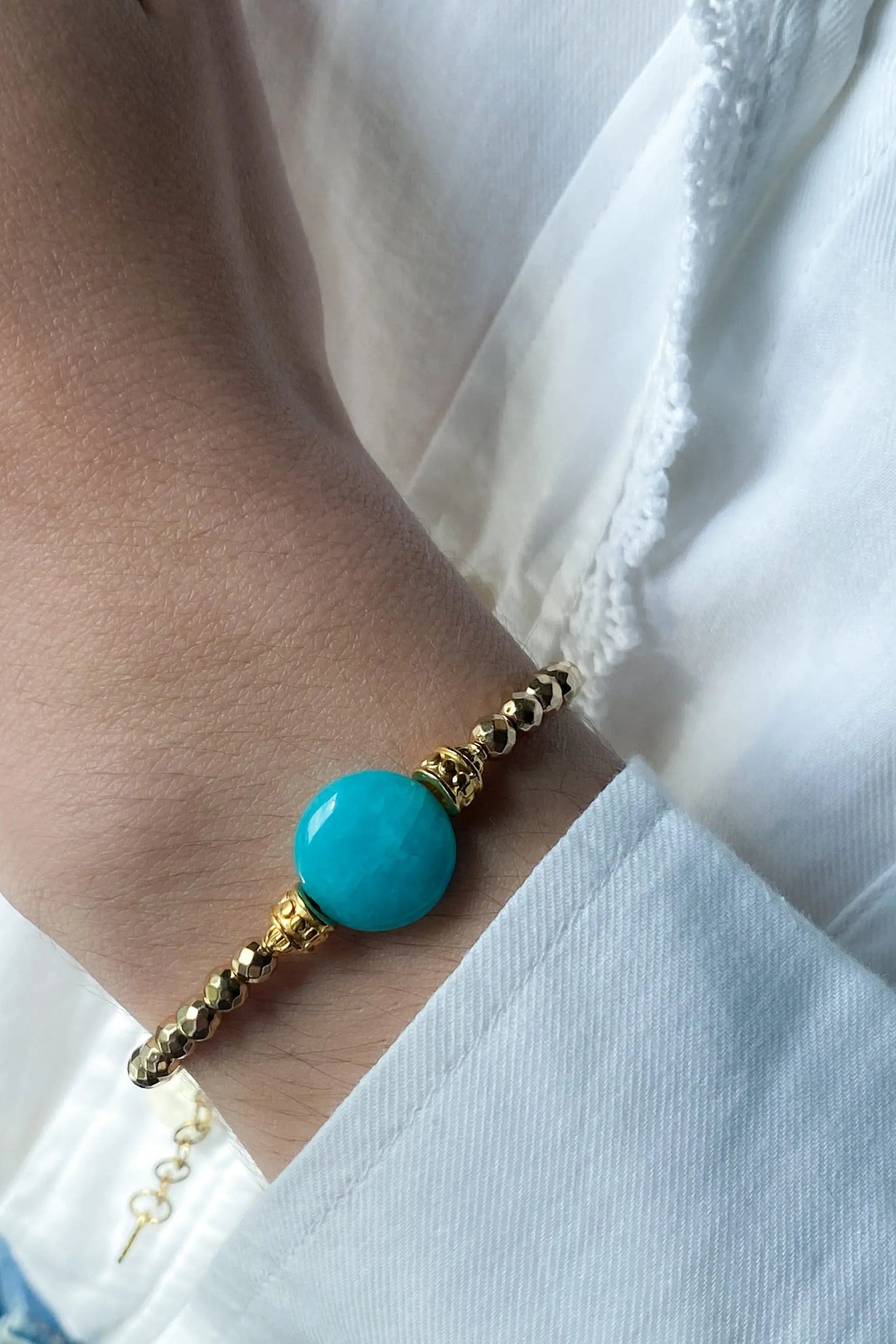 Bracelet Blue Jade Gift for Woman Bracelet Hematite Gemstone Bracelet Boho Chic Girlfriend Gift JAYA