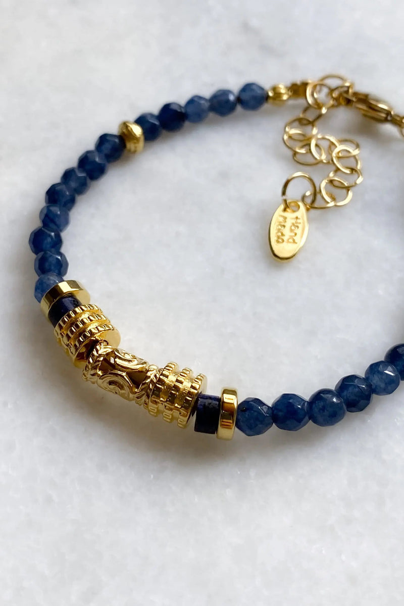 Dainty Blue Bracelet Gold Gems Bracelet Heishi Boho Chic Bracelet for Woman Gift for Her Birthday Gift ALIA
