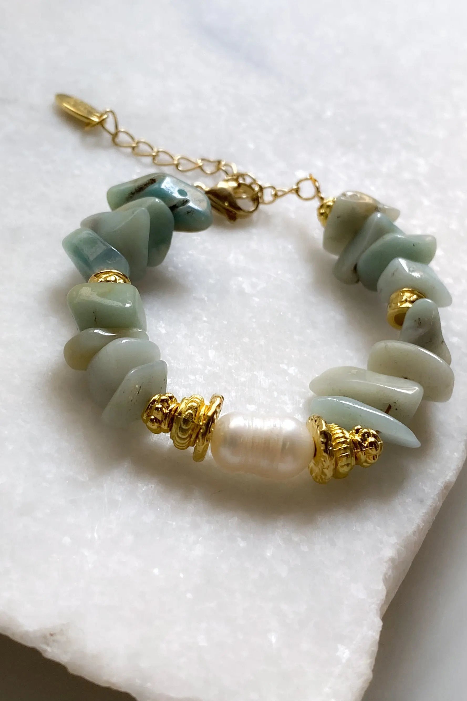 Amazonite & Pearl Bracelet Nacre Pearl Heishi Bracelet Healing Boho Chic Bracelet for Woman Gift for Her Birthday Gift, ALPHA