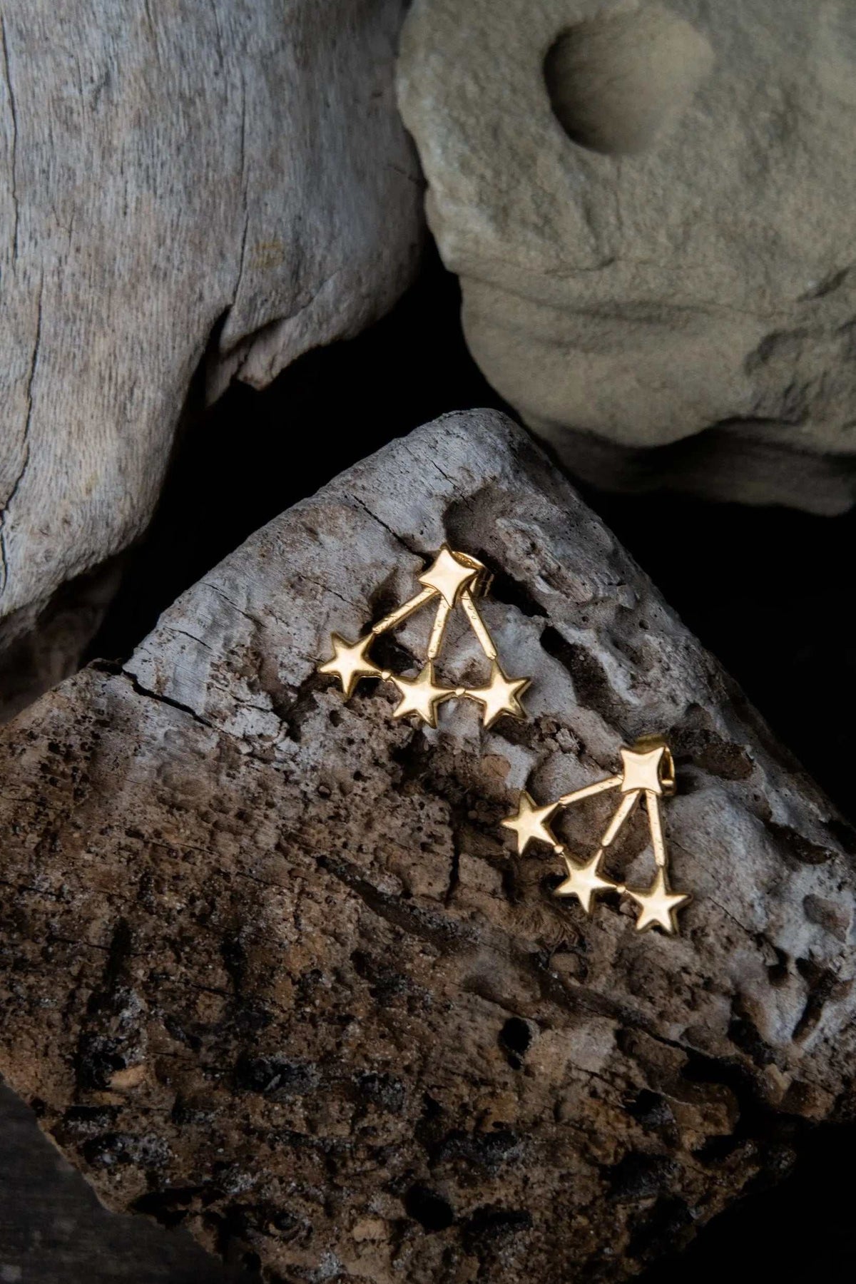 Little stars Earrings in gold-toned metal, featuring dangling star charms and polished star-shaped details
