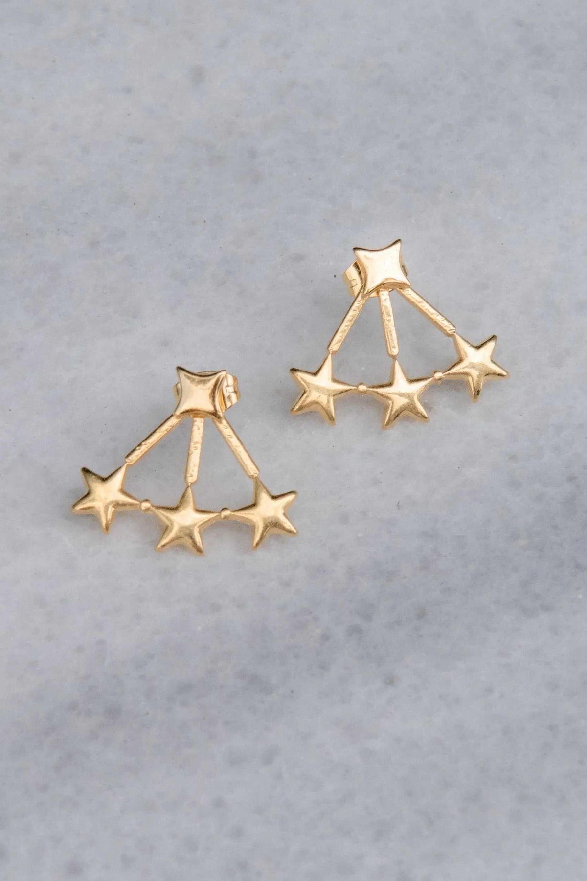 Little stars Earrings in gold-toned metal, featuring linked star charms in a geometric celestial design